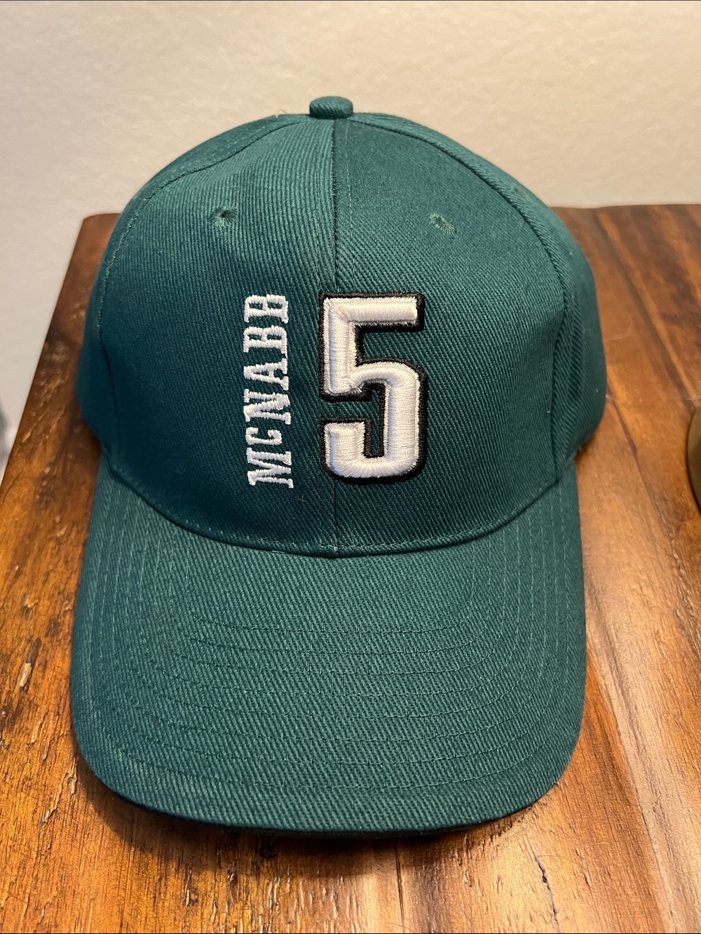 NFL Eagles McNabb Teal Baseball Cap with White '5' and Vertical Text